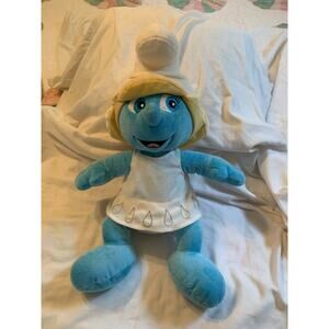 Build A Bear Workshop Smurfette 17" Inches Plush Stuffed Toy White Dress Smurfs